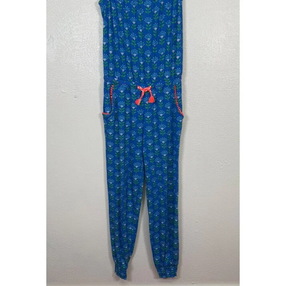 Mini Boden Girls Jersey Tassel Tie Jumpsuit in Morrocan Blue Size 11-12